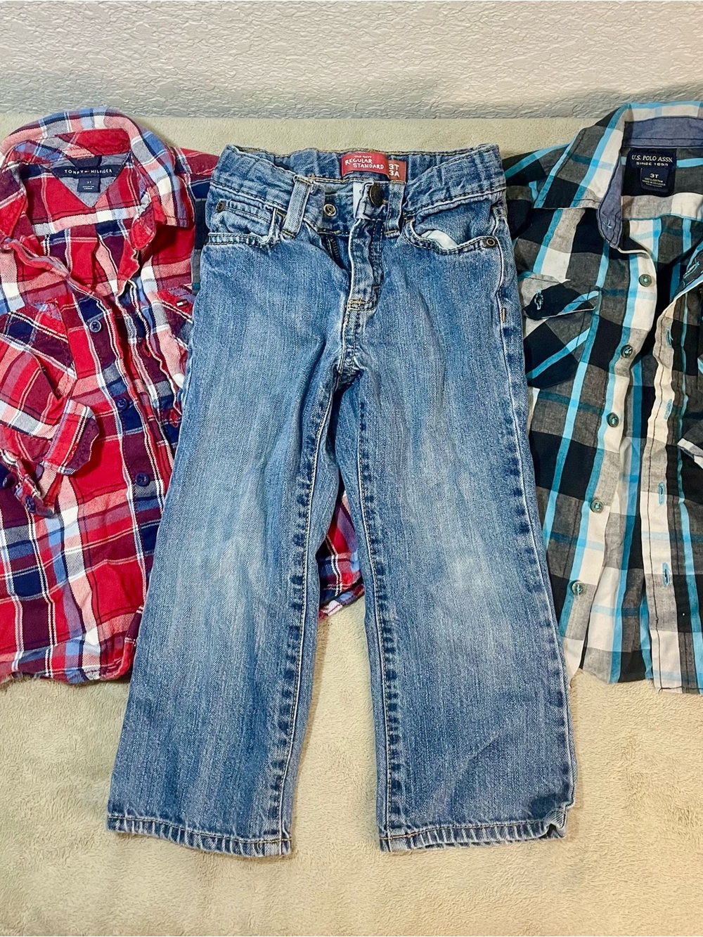 Old Navy Light Blue Straight Jeans, Tommy Hilfiger button down for Boys 3T